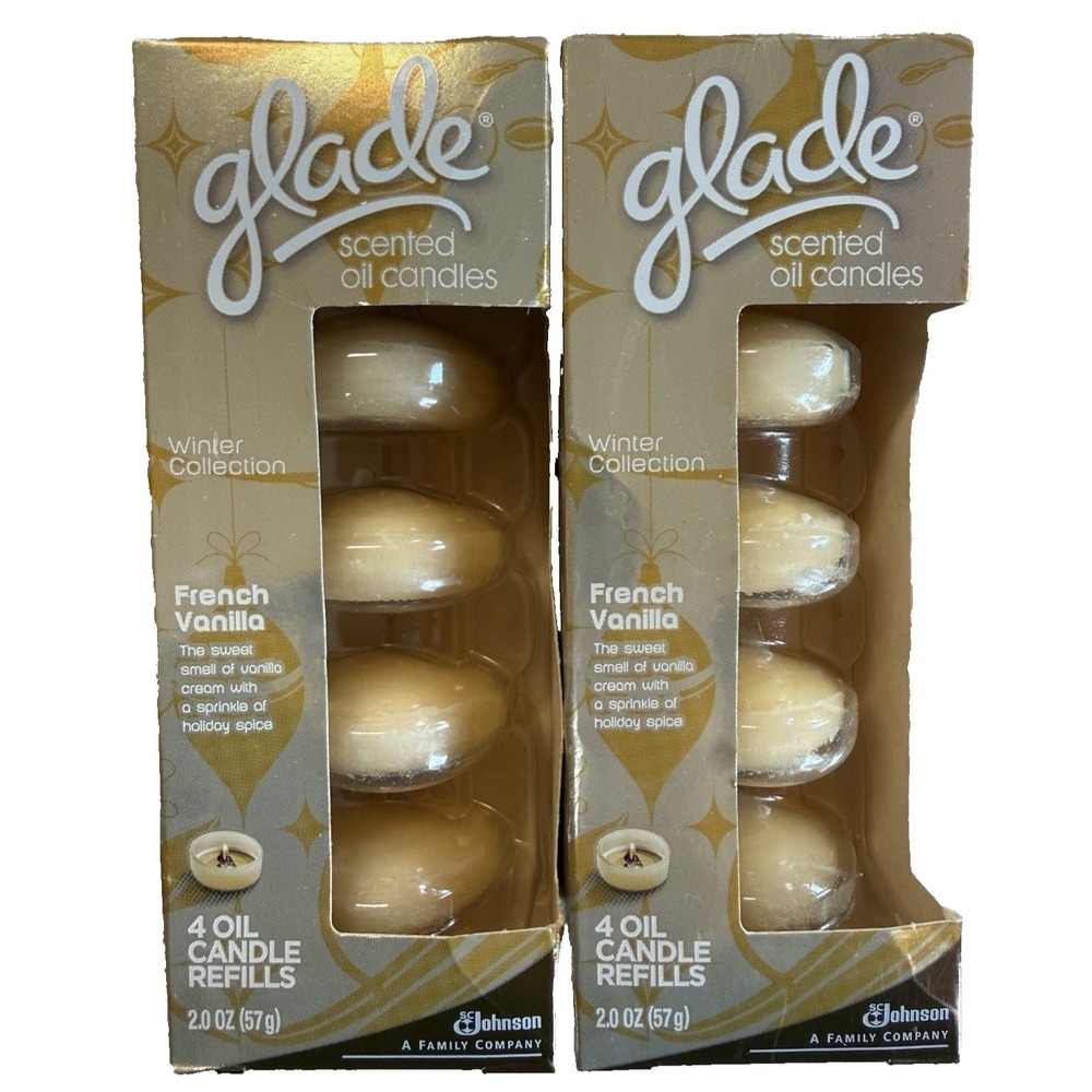 Glade Scented Oil Candle Refills French Vanilla 2 Boxes 4ct Each NIB HTF